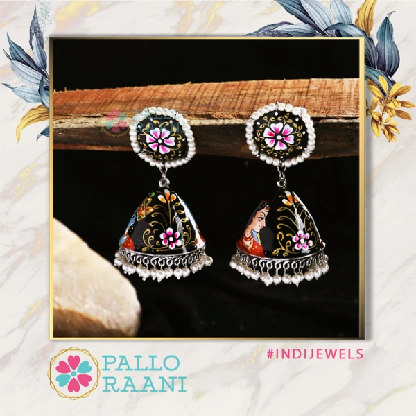 Handpainted Radhakrishna - black, silver